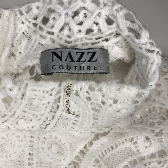 Nazz Couture white crochet turtleneck sleeveless dress. Size S. Minor flaws. - Picture 16 of 16